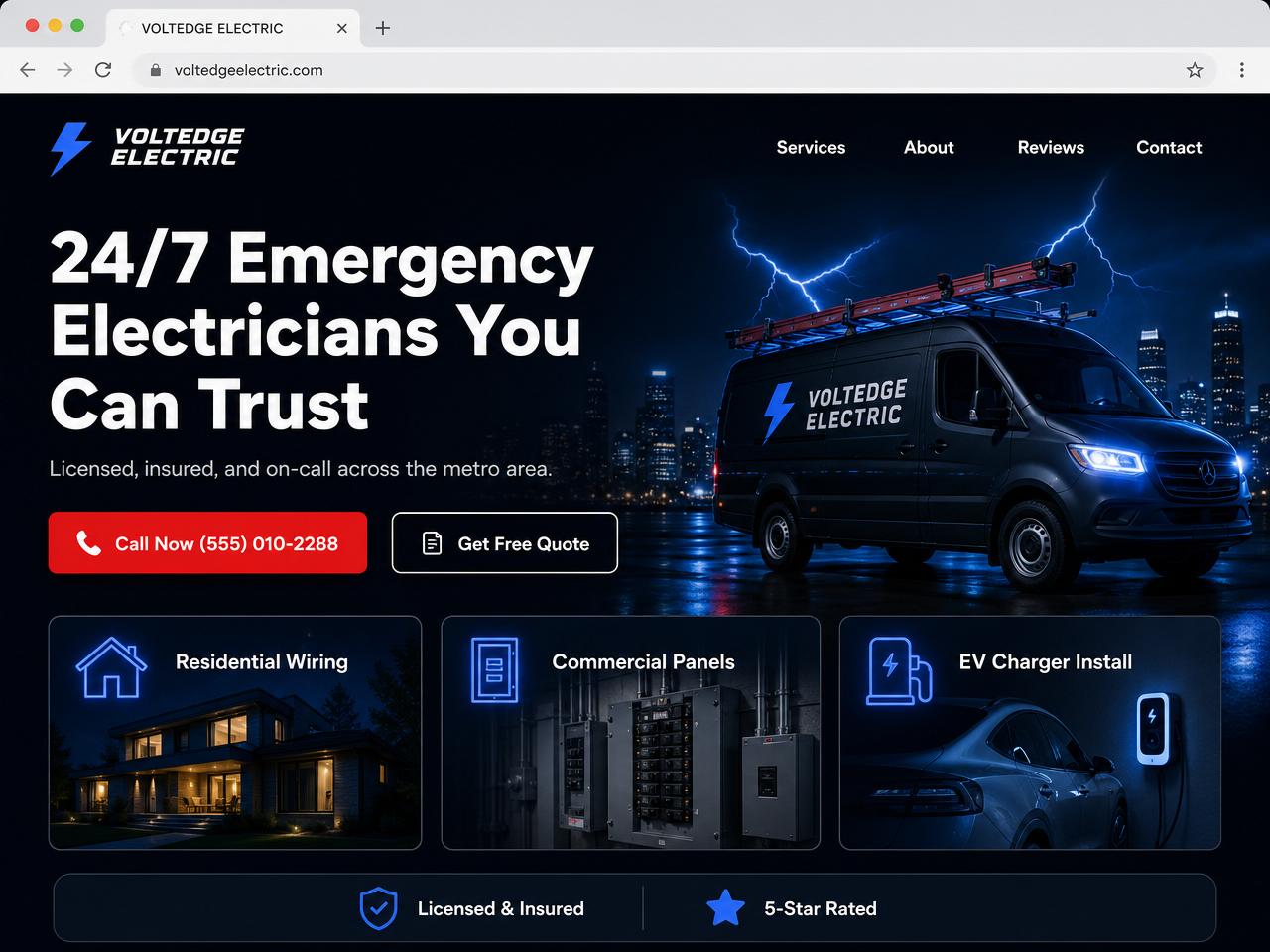 Electrical Contractors website design mockup