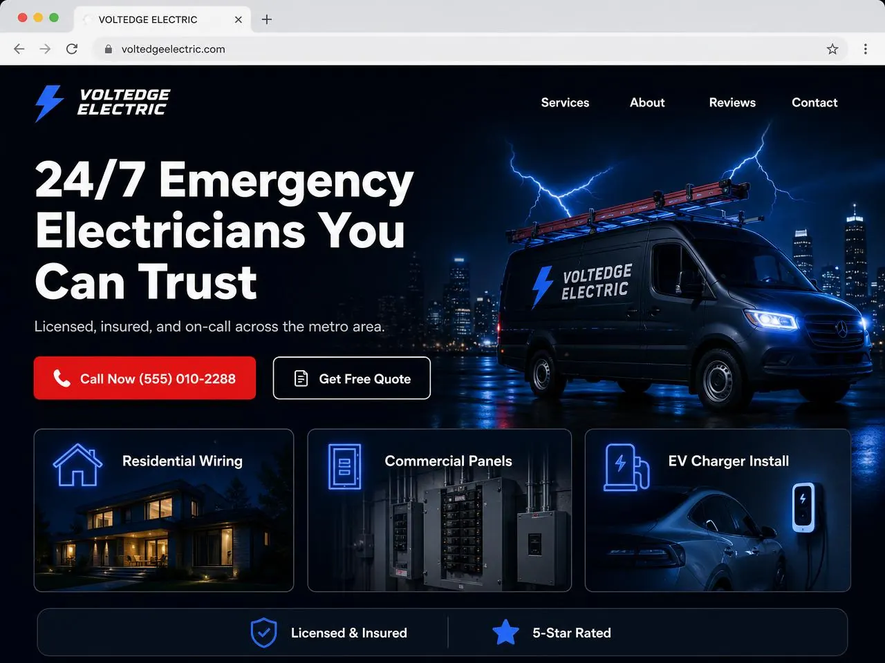 Electrical Contractors website design mockup