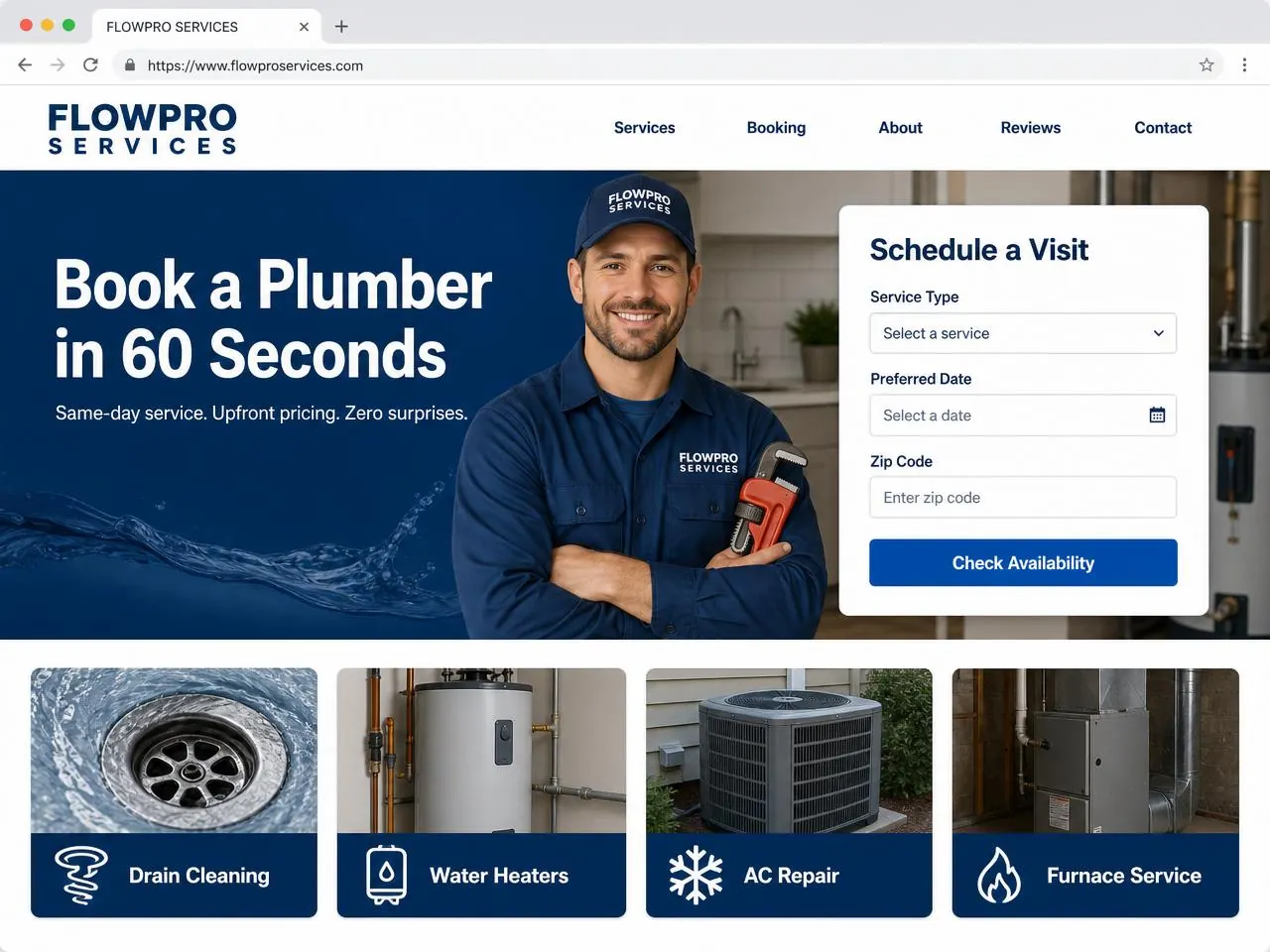 Plumbing & HVAC website design mockup